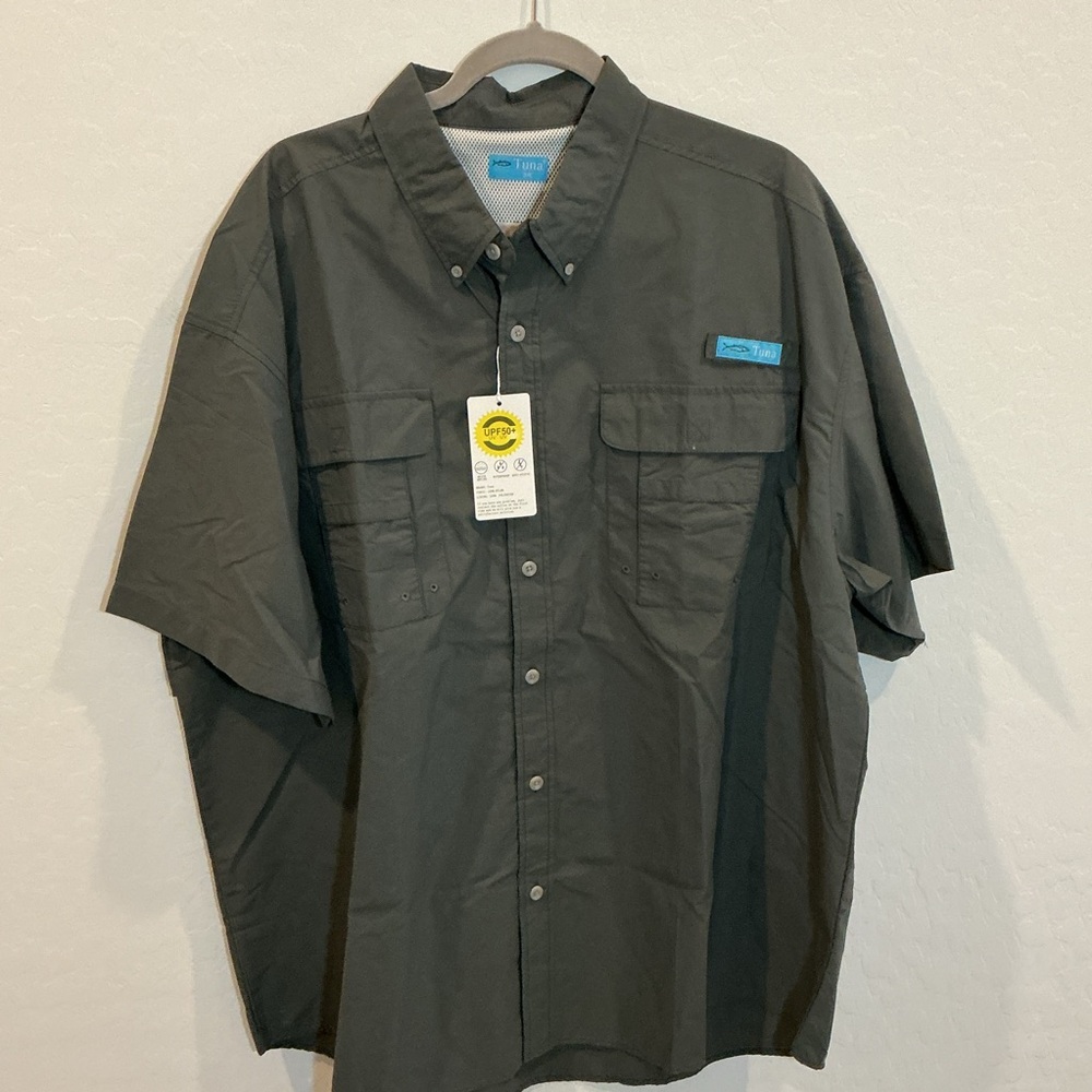 Tuna Outdoor Fishing Hiking Gray Short Sleeve Shirt Men’s 3 XL
